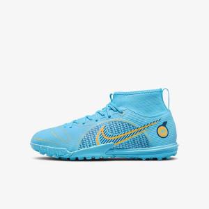 Nike Jr. Mercurial Superfly 8 Academy TF Older Turf Kids' Football Shoes Blue / Orange | NK943JXO