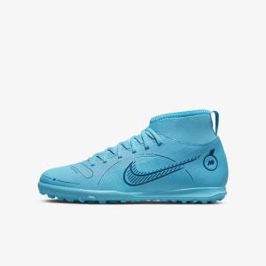 Nike Jr. Mercurial Superfly 8 Club TF Older Turf Kids' Football Shoes Blue / Orange | NK480YPH