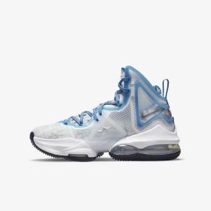 Nike LeBron 19 Older Kids' Basketball Shoes White / Blue | NK194QUK