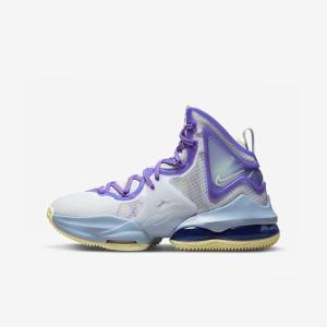 Nike LeBron 19 Older Kids' Basketball Shoes Blue / Purple | NK467VHY