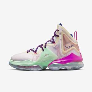 Nike LeBron 19 Women's Basketball Shoes Blue / Light Green / White / Burgundy | NK347WMG