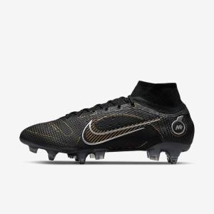 Nike Mercurial Superfly 8 Elite SG-PRO Anti-Clog Traction Soft-Ground Women's Football Shoes Black / Metal Silver / Grey / Metal Gold | NK647HFX