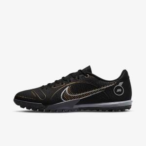 Nike Mercurial Vapor 14 Academy TF Turf Women's Football Shoes Black / Metal Silver / Grey / Metal Gold | NK530XDW