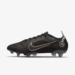 Nike Mercurial Vapor 14 Elite SG-PRO Anti-Clog Traction Soft-Grounds Women's Football Shoes Black / Metal Silver / Grey / Metal Gold | NK672LPJ