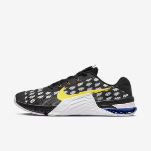 Nike Metcon 7 Women's Training Shoes Black / White / Blue / Yellow | NK150QWR