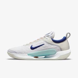 Nike NikeCourt Zoom NXT Clay Court Men's Tennis Shoes White / Light Beige / Turquoise / Royal Blue | NK406NDH