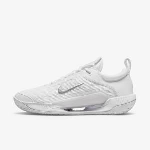 Nike NikeCourt Zoom NXT Hard Court Women's Tennis Shoes White / Grey / Metal Silver | NK512PNU