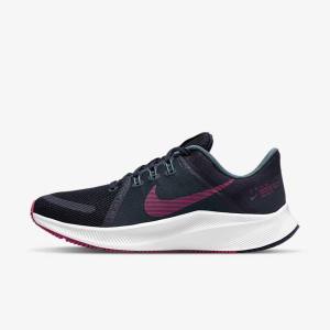 Nike Quest 4 Road Women's Running Shoes Blue / Grey Green / White / Pink | NK543HVS