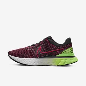 Nike React Infinity Run Flyknit 3 Road Men's Running Shoes Black / Green / Red | NK518ENI