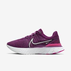 Nike React Infinity Run Flyknit 3 Road Women's Running Shoes Light Burgundy / Pink / White | NK017STA