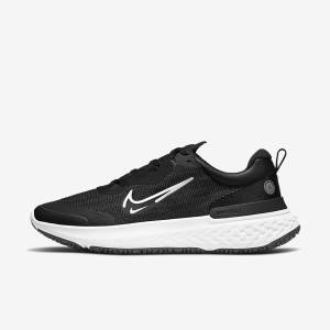 Nike React Miler 2 Shield Weatherised Road Men's Running Shoes Black / Light Grey / Platinum | NK842ILU