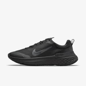 Nike React Miler 2 Shield Weatherised Road Men's Running Shoes Black / Dark Grey / Black | NK963OKX