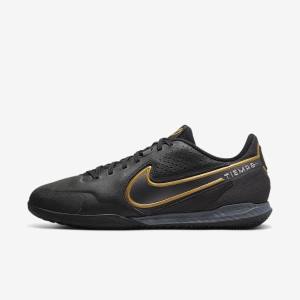 Nike React Tiempo Legend 9 Pro IC Indoor-Court Men's Football Shoes Black / Dark Grey / Metal Gold / Metal Dark Grey | NK235UFQ