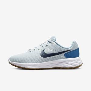 Nike Revolution 6 (Extra Wide) Men's Running Shoes Platinum / Dark Blue / Blue | NK721POF