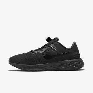 Nike Revolution 6 FlyEase Next Nature Easy-On-And-Off Road (Extra Wide) Men's Running Shoes Black / Dark Grey | NK289CJB