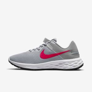 Nike Revolution 6 FlyEase Next Nature Easy On-Off Road Men's Running Shoes Light Grey / Dark Grey / Red | NK809RWS