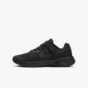 Nike Revolution 6 FlyEase Older Easy On-Off Road Kids' Running Shoes Black / Dark Grey | NK637ODR