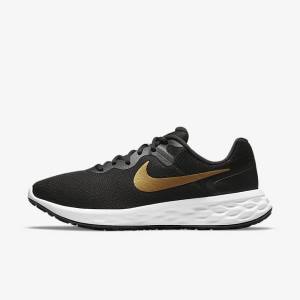 Nike Revolution 6 Next Nature Road Men's Running Shoes Black / White / Metal Gold | NK421NFH