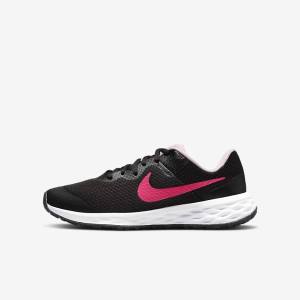 Nike Revolution 6 Older Road Kids' Running Shoes Black / Pink | NK402VPZ