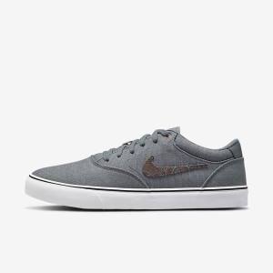 Nike SB Chron 2 Canvas Premium Men's Skate Shoes Grey / White | NK345FCK