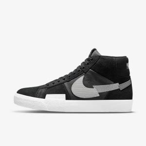 Nike SB Zoom Blazer Mid Premium Women's Skate Shoes Black / Grey / White | NK604KEG