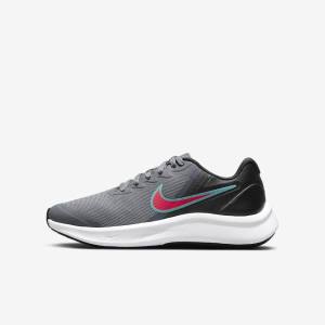 Nike Star Runner 3 Older Road Kids' Running Shoes Grey / Black / Red | NK012BKE