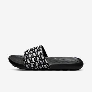 Nike Victori One Printed Men's Slides Black / White | NK432MPO