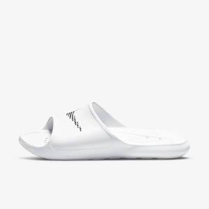 Nike Victori One Shower Men's Slides White / Black | NK820BLK