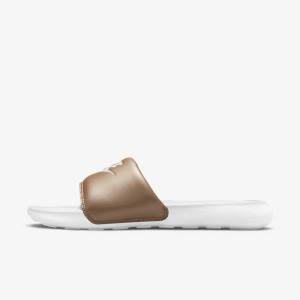 Nike Victori One Women's Slides Metal Red Brown / White | NK093EIK