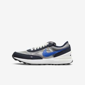 Nike Waffle One Older Kids' Walking Shoes Dark Obsidian / Black / Royal | NK098PLC