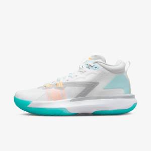 Nike Zion 1 Men's Basketball Shoes White / Orange / Turquoise / Black | NK438YKW