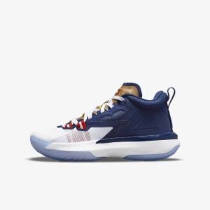 Nike Zion 1 Older Kids' Basketball Shoes Blue / White / Metal Gold / Red | NK297MTZ