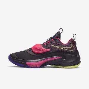 Nike Zoom Freak 3 Women's Basketball Shoes Purple / Pink / Purple / Light Lemon | NK013FNJ