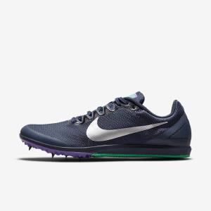 Nike Zoom Rival D 10 Athletics Distance Spikes Men's Running Shoes Obsidian / Turquoise / Metal Silver | NK307SGE